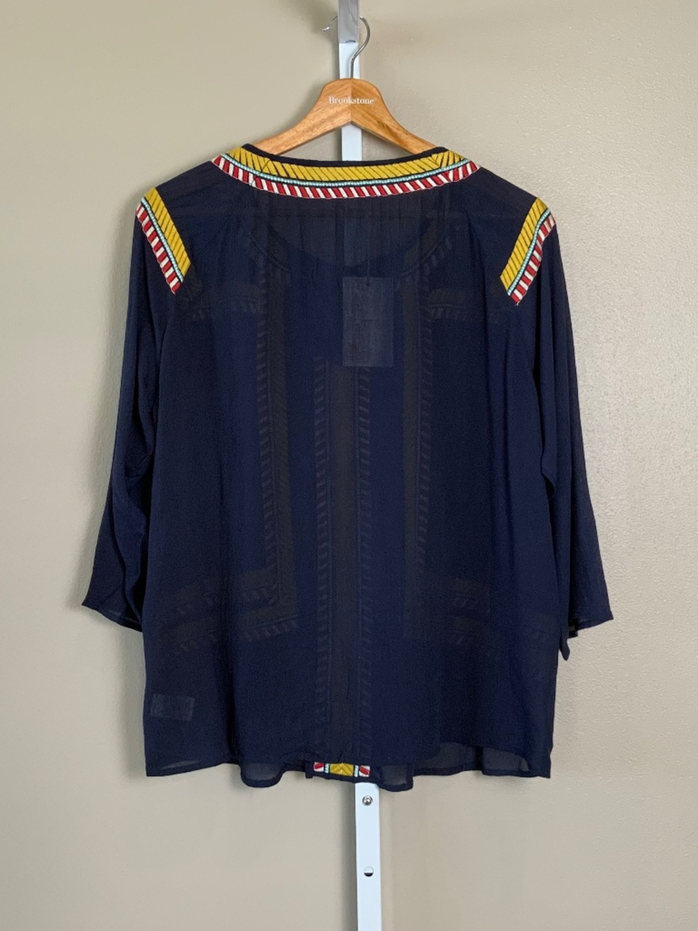 THML Embroidered Tassel Tie 3/4 Sleeve Top - Picture 10 of 16